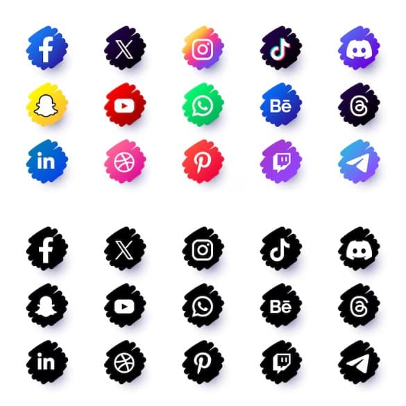 conjunto de logotipos de redes sociales