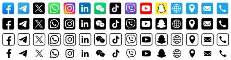 diferentes logotipos de las redes sociales más famosas